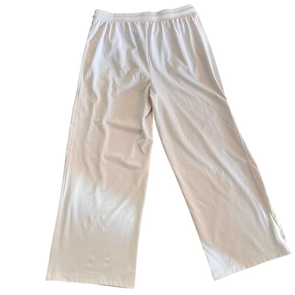 Rachel Zoe Cream White Wide Leg Drawstring Lounge Pants M Pockets Jersey Knit - Picture 3 of 11